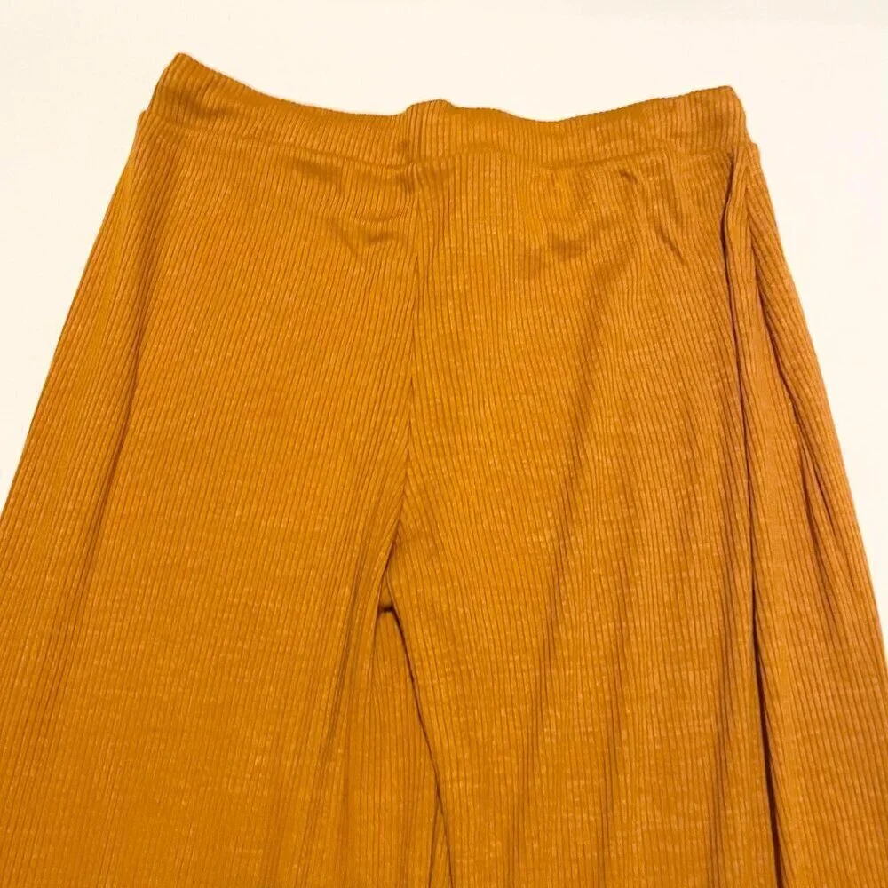 Zara Mustard Drawstring Wide Leg Trousers Womens Size Large - Picture 11 of 13